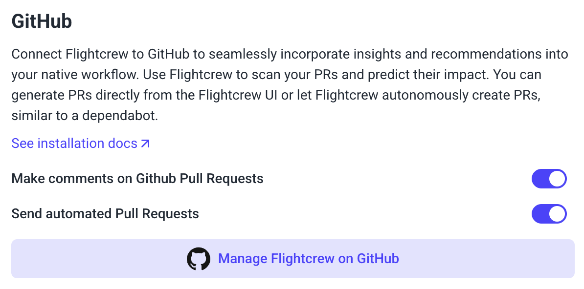 Manage Flightcrew on GitHub